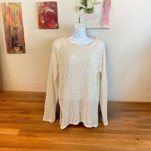 Aeropostale Womens Sweater Small Beige Long Sleeve Metallic Textured Minimalist